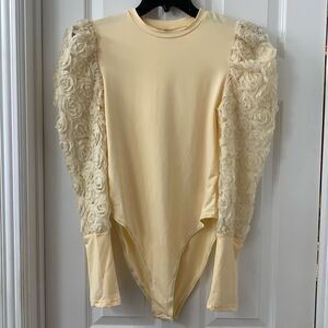 SHEIN Size Medium cream bodysuit with puffy elegant long detailed sleeves